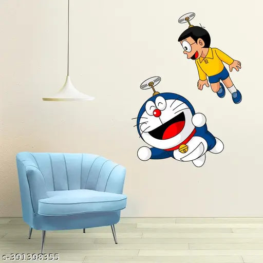 COLOURED WINGS Trendy Doraemon Designs of Self Adhesive Wall Stickers for Living Room, Bedroom, Hall and Home Decoration(Pack of 1)