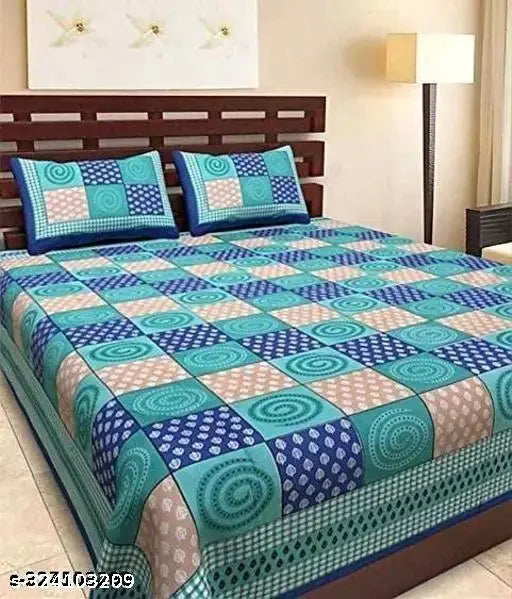 100 % cotton double bed bedsheet with 2 pillow cover