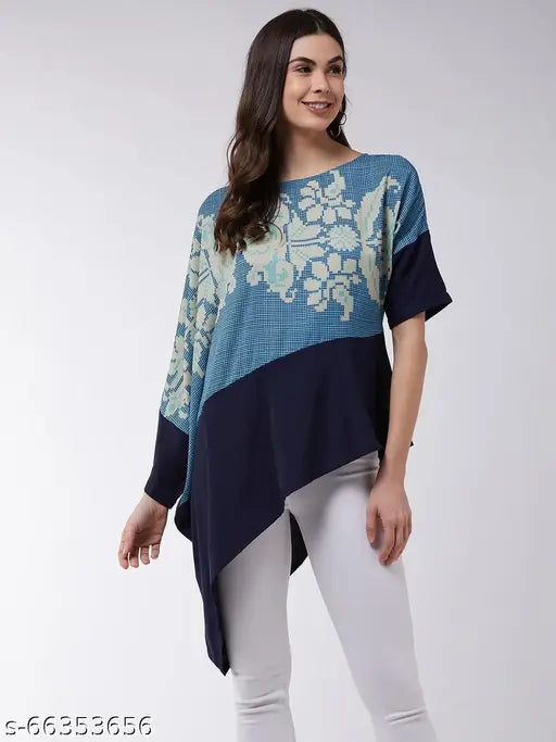 Zima Leto Women's Asymmetric Printed Loose Top