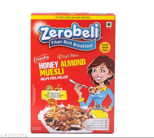 Zerobeli Crunchy Honey Almond Muesli with Raisins Super Saver 425g