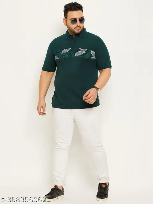 Men Plus Size Colorblocked Polo Collar Tshirt