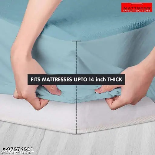 Mattress Protector 100% Terry Cotton Bed Protector Waterproof for Baby Elastic Fitted Waterproof Mattress Protector King Size Breathable Bed Cover & Mattress Cover King Bed (72X84 inch | 6X7 feet Blue) 200 GSM