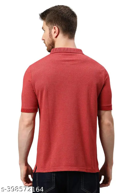 Klub Fox Men's Solid Regular Polo Red Tshirts