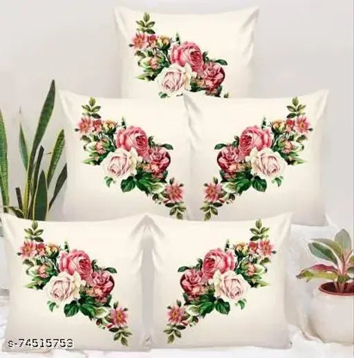 YR PRODUCTION SELF DESIGN CUSHION COVER SET OF 5 ,SIZE 16 inch X 16 inch.