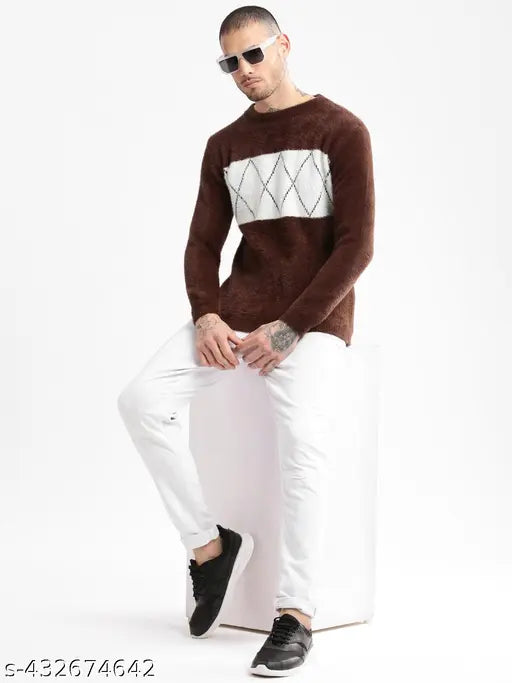 ShowOff Men's Argyle Slim Brown Sweaters