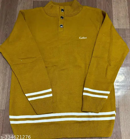 Kvetoo Men's Striped Yellow Sweaters