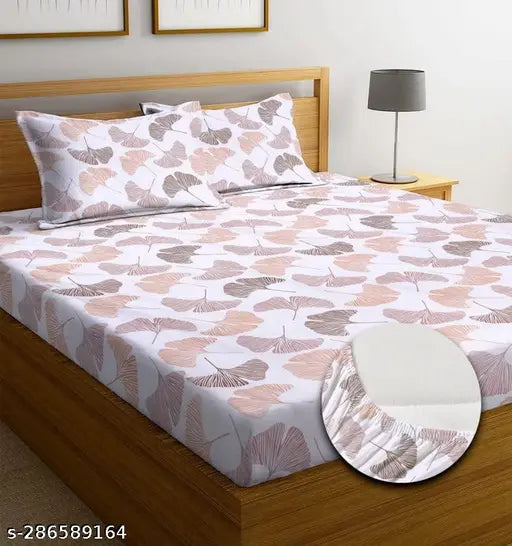 """"Comfort Lifestyle 250 Soft Cotton King Size Elastic Fitted""""Double Bed Sheet""""With Two Pillow Covers- All Around 360 Elasticated Floral Sheet- 72 X 78 X 10 Inches Drop, Color Multi""""