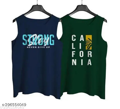 Urbane Latest Men Pure Cotton Vest Gym Sando Ganji (Pack of 2, Bottle Green, Navy Blue)