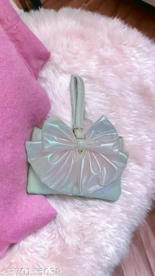 Bow Clutch Holographic Light Pink Shade