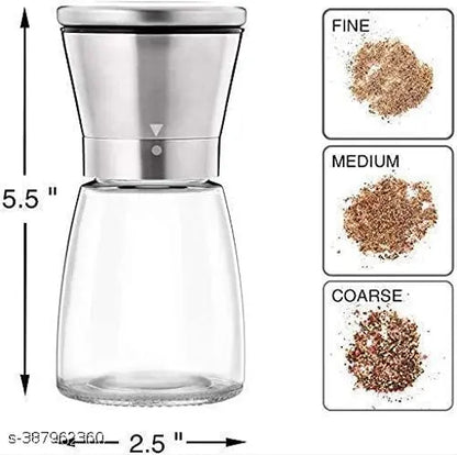 ABJI Pepper Mill and Salt Grinders Shaker, Modern Design Refillable Multi-Function Salt and Pepper Grinders, Adjustable Coarseness (Pack of 1, Multicolor)