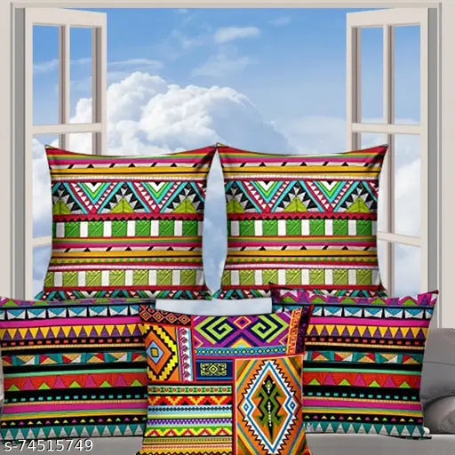 YR PRODUCTION SELF DESIGN CUSHION COVER SET OF 5 ,SIZE 16 inch X 16 inch.