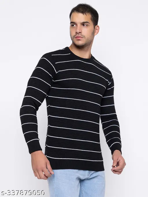 Tysort Men Round Neck Full Sleeve Printed Woolen Winter Sweater