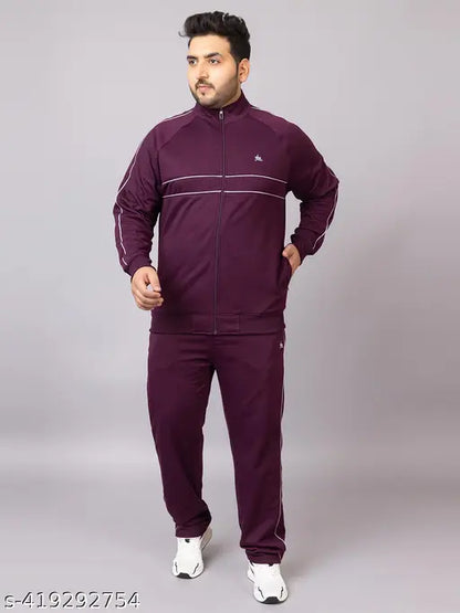 YHA Men's Solid Regular Round Neck Purple Tracksuits (Pack of 2)