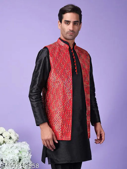 HANGUP Men's Red Ethnic Jackets