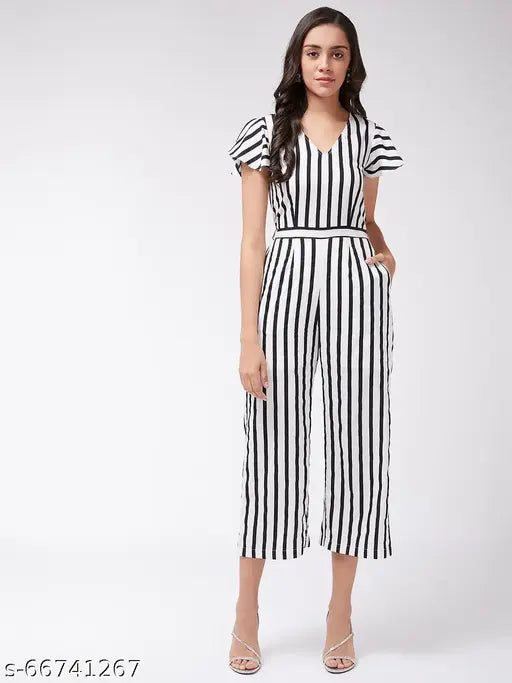 Zima Leto Women's Monocromatic Stripes Jumpsuit