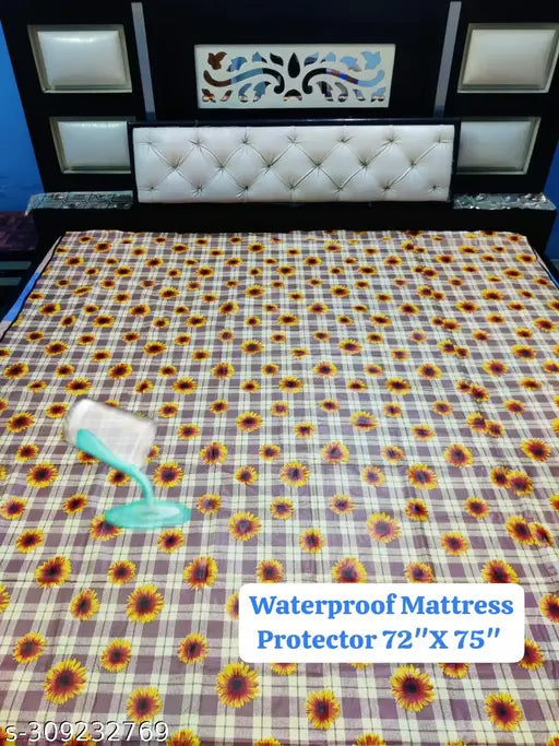 MH Printed Waterproof Bedsheet/Mattress Protector/Baby Mat/Elastic/Fitted Bedsheet Size (72" X 78") inches with Superior/Heavy Quality