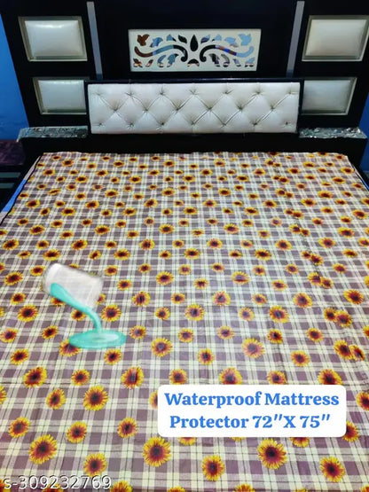 MH Printed Waterproof Bedsheet/Mattress Protector/Baby Mat/Elastic/Fitted Bedsheet Size (72" X 78") inches with Superior/Heavy Quality