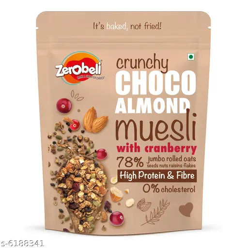 Zerobeli Dark Chocolate Almond Muesli with Cranberries 425g