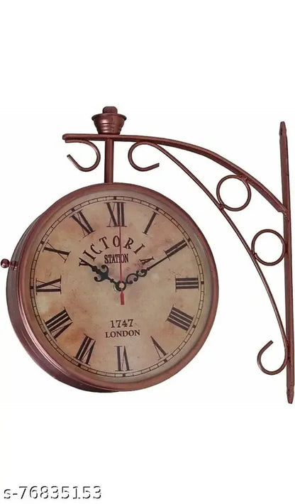 VintCraft Copper Antique Vintage dail Victoria Station Clock Double Sided Clock Vintage Railway Clocks (10 inch) Wall Clocks