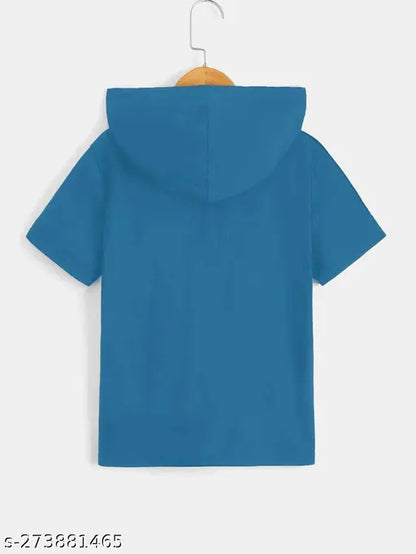 Eddicted Men's Solid Hood Blue Tshirts