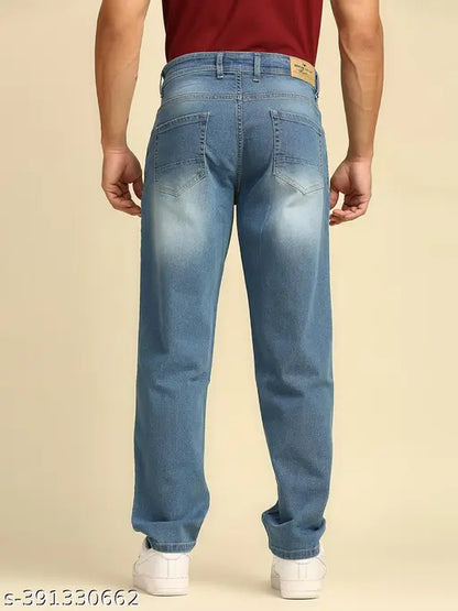 High Star Men Blue Relaxed Tapered Fit Heavy Fade Jeans