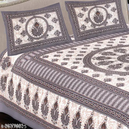 Sanganeri Cotton Printed Bedsheet Double Bed Queen Size 90x100 With 2 Pillow Cover