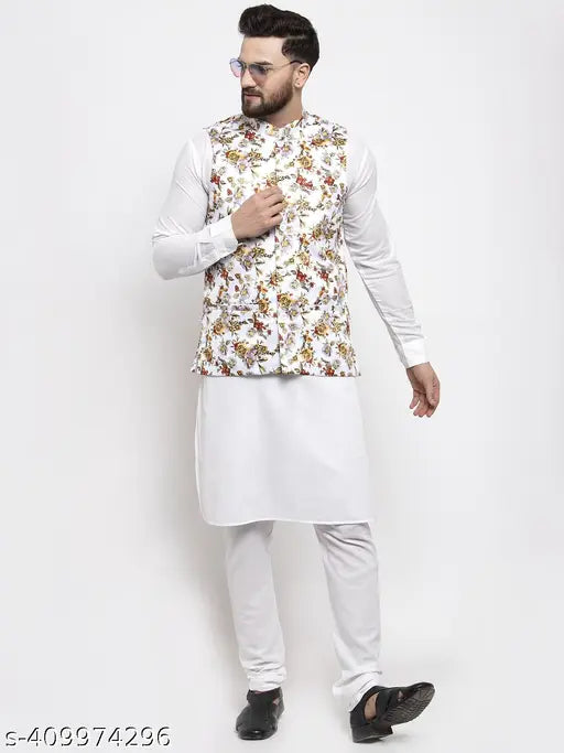 Jainish Jompers Men's White Ethnic Jackets