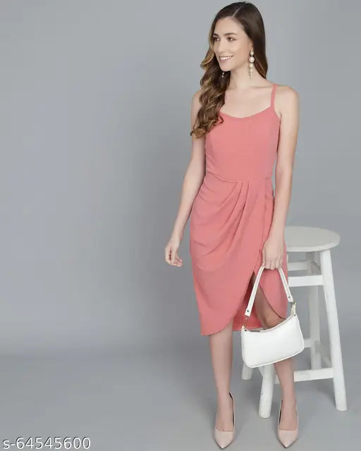 ADDYVERO Women Fit and Flare Peach Dress