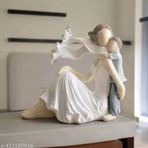 Mother and Baby Son Statue Showpiece, Handmade Mother and Child Sculpture for Home Decor, Birthday Gift, Table Top, Mother's Day, All Occasion (5.5x2.8x5.4 Inches)