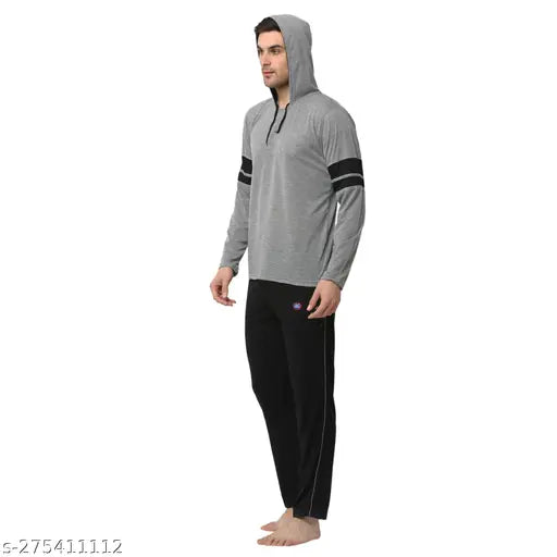 Vimal Jonney Men's Striped Hood Grey Tracksuits