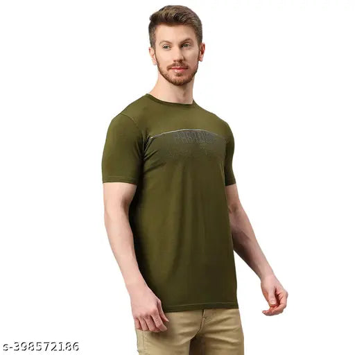 Klub Fox Men's Solid Regular Round Green Tshirts