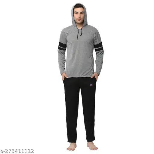 Vimal Jonney Men's Striped Hood Grey Tracksuits