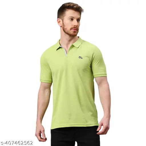 Klub Fox Men's Solid Regular Polo Green Tshirts