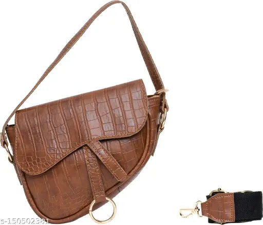 Stylish Curve Shape Croco Sling Bag