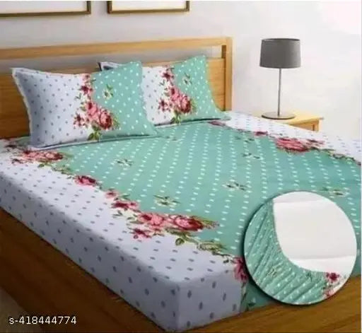 1 Fitted Bedsheet with Elastic Bedsheet Platinum Printed Bedsheets Double King Size Bedsheets with 2 Pillow Covers Glace Cotton bedsheet by | 78 x 72 (Multi)+ 2 Pillow Covers. Size: Elasticated Bedsheet : 78 x 72 inches / 198 x 182 cms / 6.5 x 6 feet(