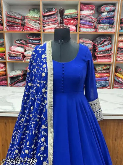 *COLOUR ADDED PRESENTING NEW GEORGETTE ANARKALI GOWN DUPPTA FULL SET WITH PENT READY TO WEAR*