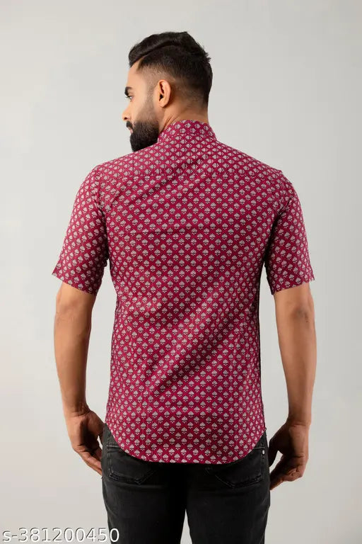 Men Cotton Printed Half Sleeve Shirt