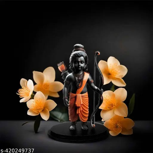 HARSH COLLECTION Ram Lalla Stand For Office Table And Car Dashboard Decorative Showpiece - 20.32 cm (Wood, Orange, Black)