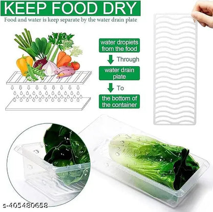 PACK OF 3 Plastic Fridge Organizers Storage Container Container Kitchen Freezer Food Basket Set Vegetables, Fruits, Fish, and Egg with Airtight Lid ( Transparent) -Pack of 3