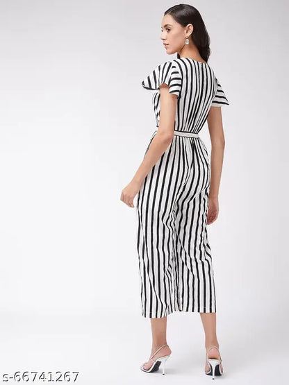 Zima Leto Women's Monocromatic Stripes Jumpsuit