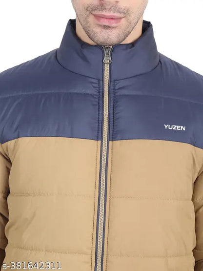 Yuzen Mens Full Sleeve Puffer Lightweight jacket Tan Khaki Colour