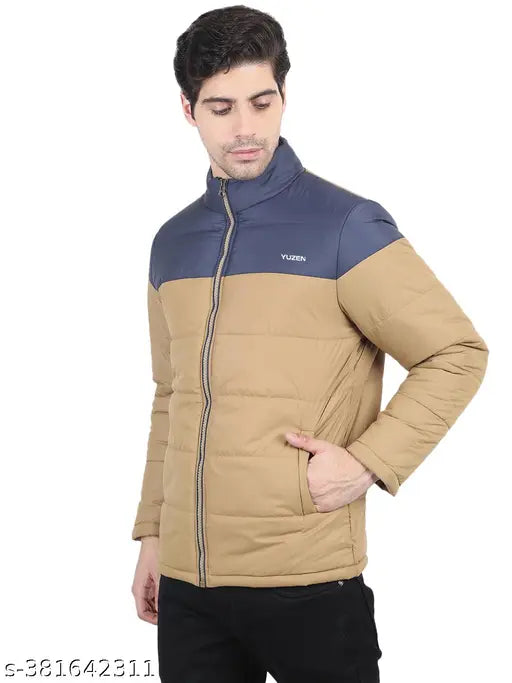 Yuzen Mens Full Sleeve Puffer Lightweight jacket Tan Khaki Colour