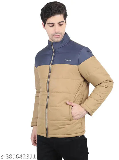 Yuzen Mens Full Sleeve Puffer Lightweight jacket Tan Khaki Colour