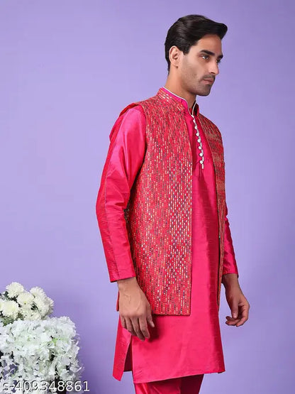 HANGUP Men's Pink Ethnic Jackets