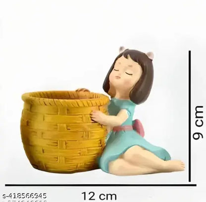 Cute basket resin pots without plants for home decoration and office decoration