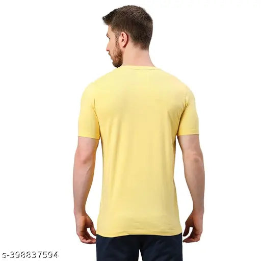 Klub Fox Men's Typography Regular Round Yellow Tshirts